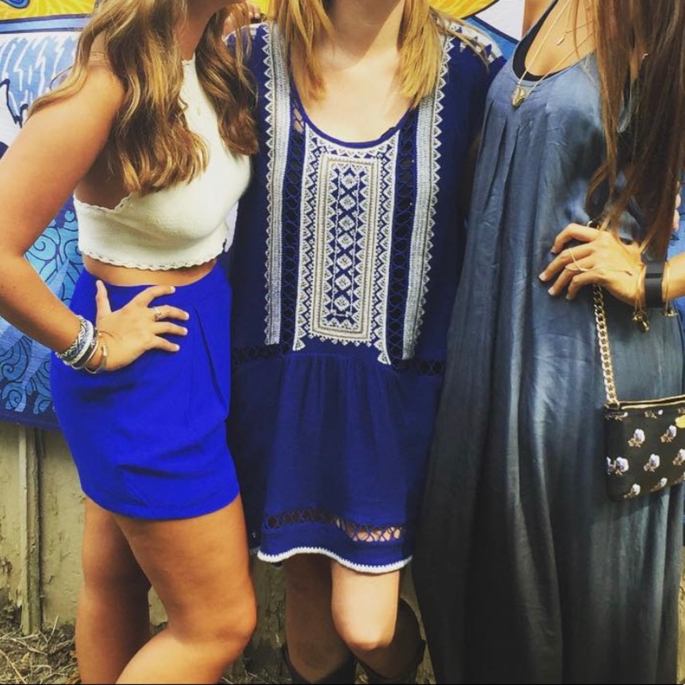 Free People Royal blue pattered dress